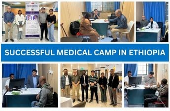 Médicos seniores de urologia e ortopedia da Índia na Etiópia: um mutirão de atendimento ambulatorial bem-sucedido promovido pela Vaidam Health.