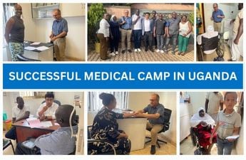Médicos seniores de urologia e ortopedia da Índia em Uganda: um mutirão de atendimento ambulatorial bem-sucedido promovido pela Vaidam Health.