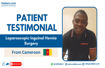 Paciente de Camerún tratado con éxito con cirugía laparoscópica de hernia inguinal en la India